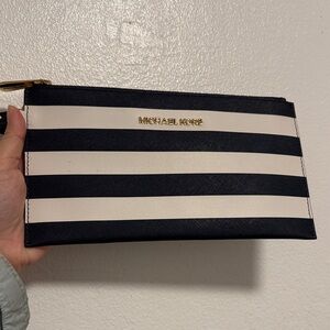 Michael Kors Navy and White Striped wristlet